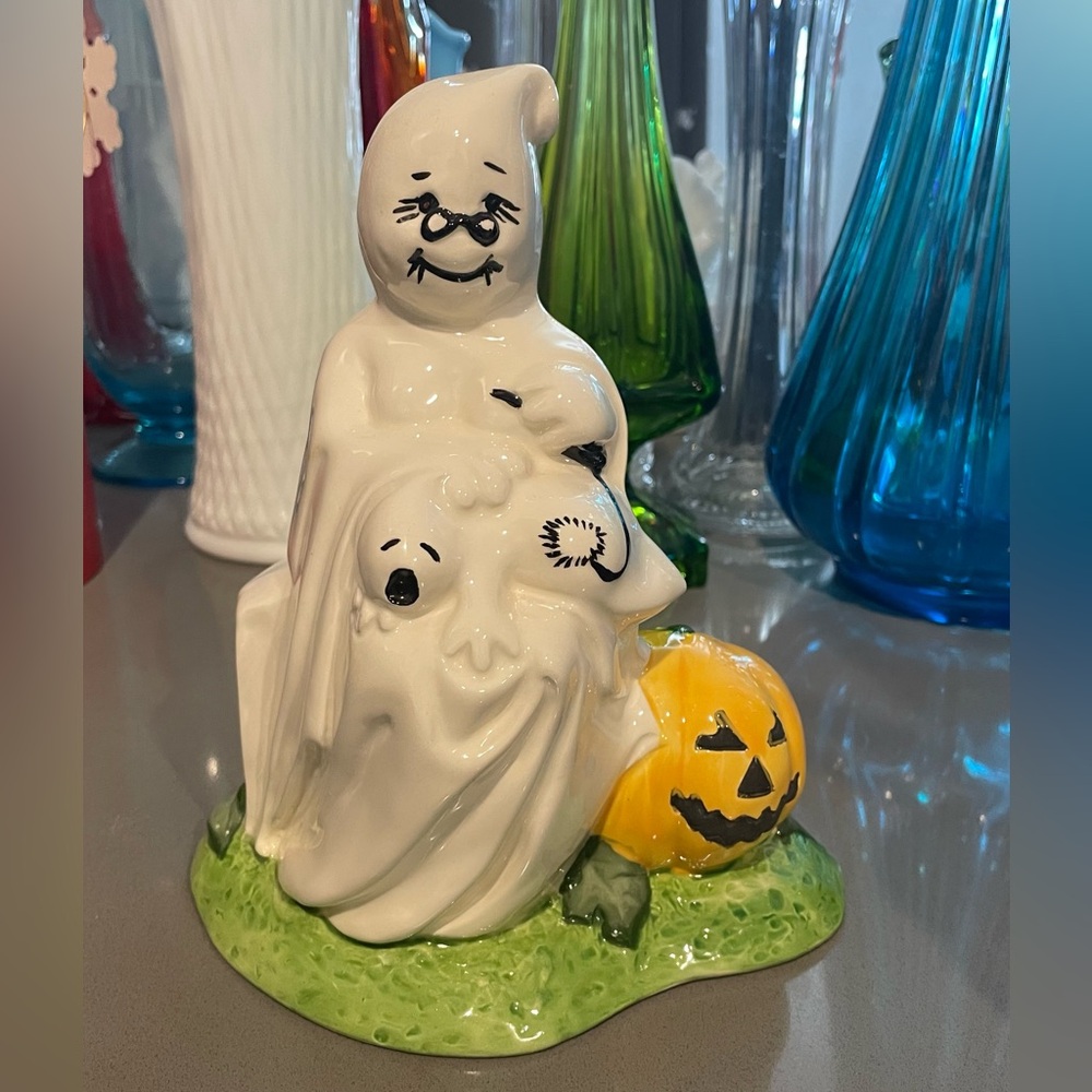 Halloween Grandmother and Baby Ghost Ceramic Figurine RIP Stone Hobbiest Piece